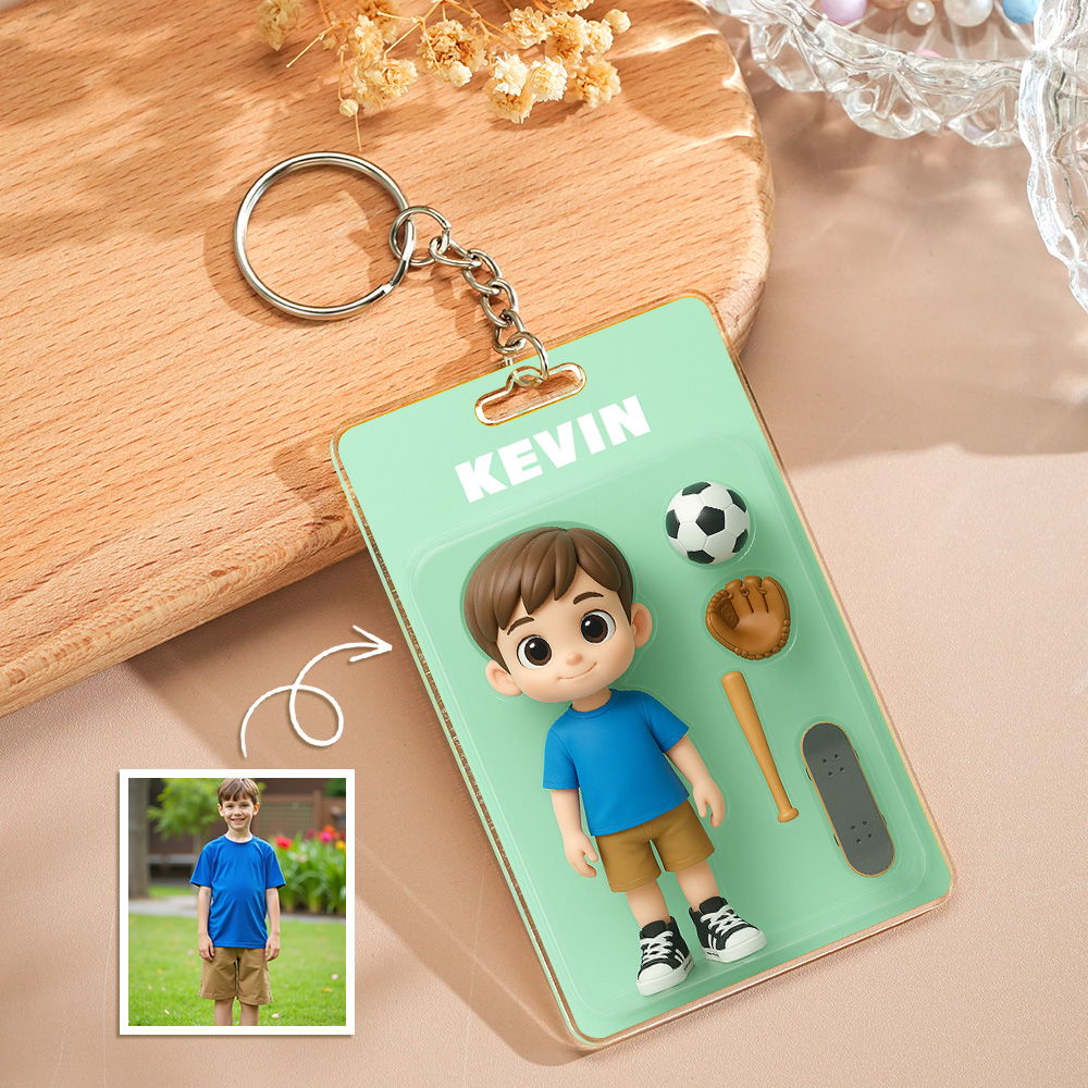Custom Action Figure Pack Packaging Toy Box Style Art Gift Personalized Acrylic Keychain Gift for Mother