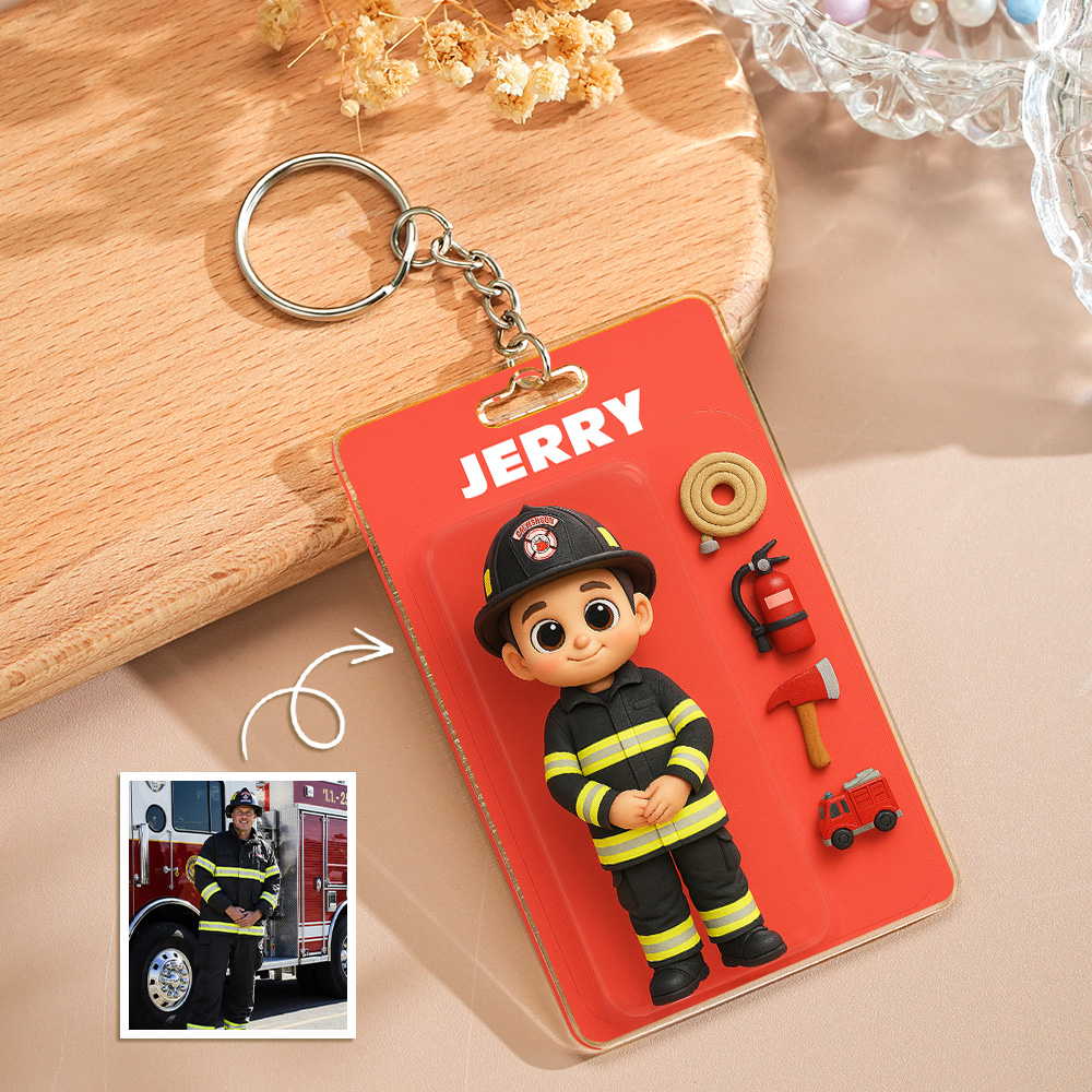 Custom Action Figure Pack Packaging Toy Box Style Art Gift Personalized Acrylic Keychain Gift for Family