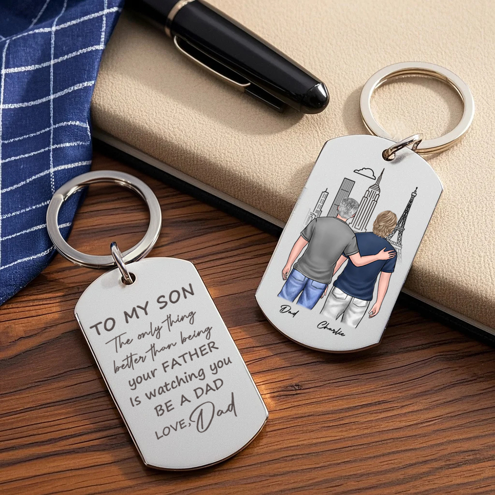 I Love Watching You Become A Dad - Family Personalized Custom Keychain