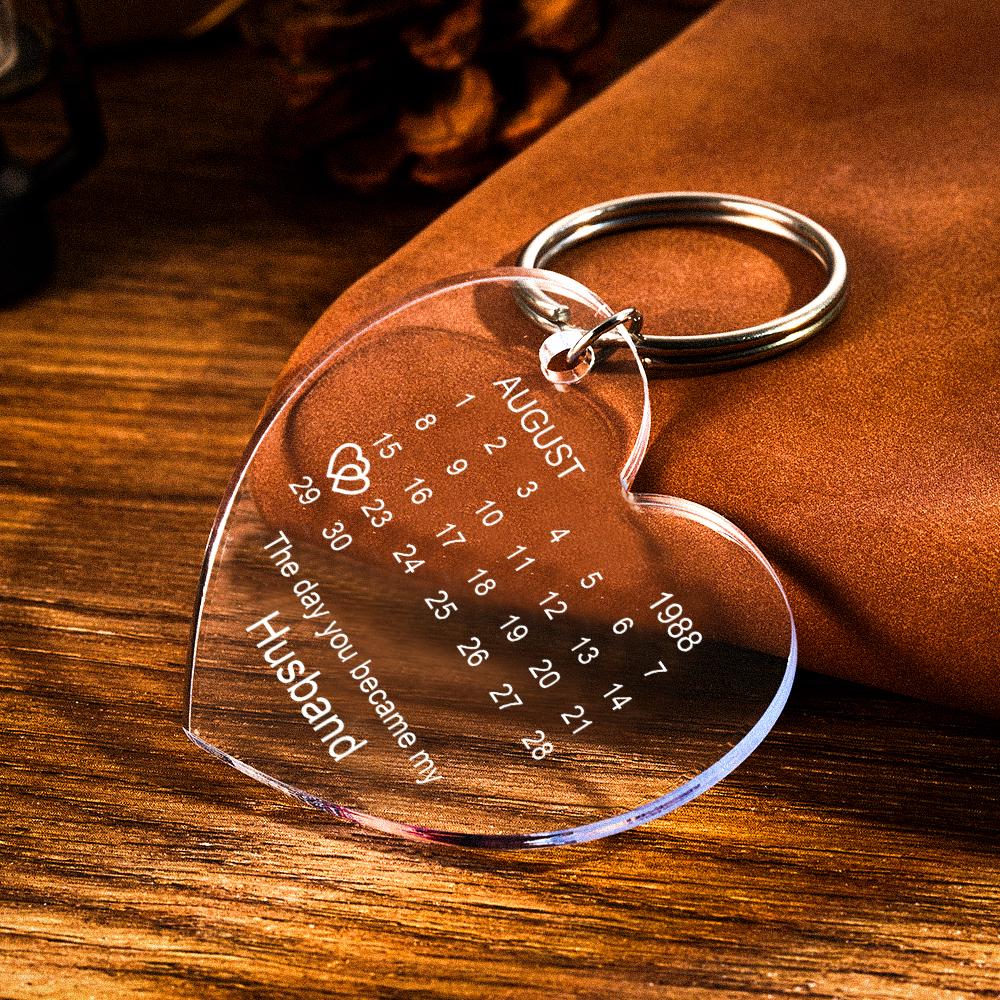 Personalised Calendar Keyring Keychain The Day You Became My Special One Gift Keepsake Engraved Keychain Gifts For Lover - MyFaceTshirt