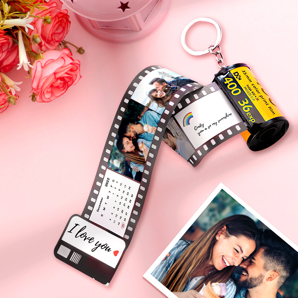 Custom Camera Roll Film Keychain Calendar Keychain with Text I Love You Gifts Date Keychain - MyFaceTshirt