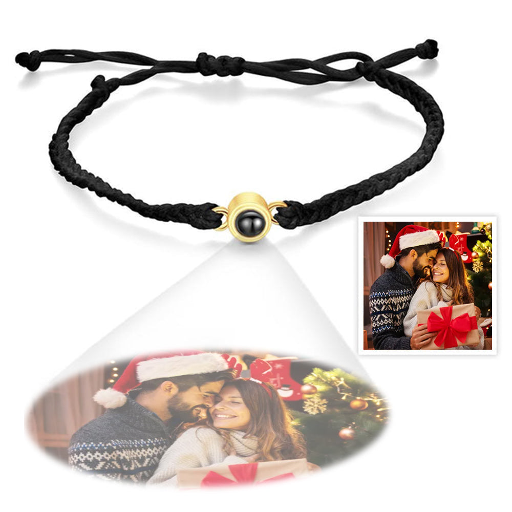 Custom Photo Projection Bracelet Simple Woven Couple Christmas Gifts - MyFaceTshirt