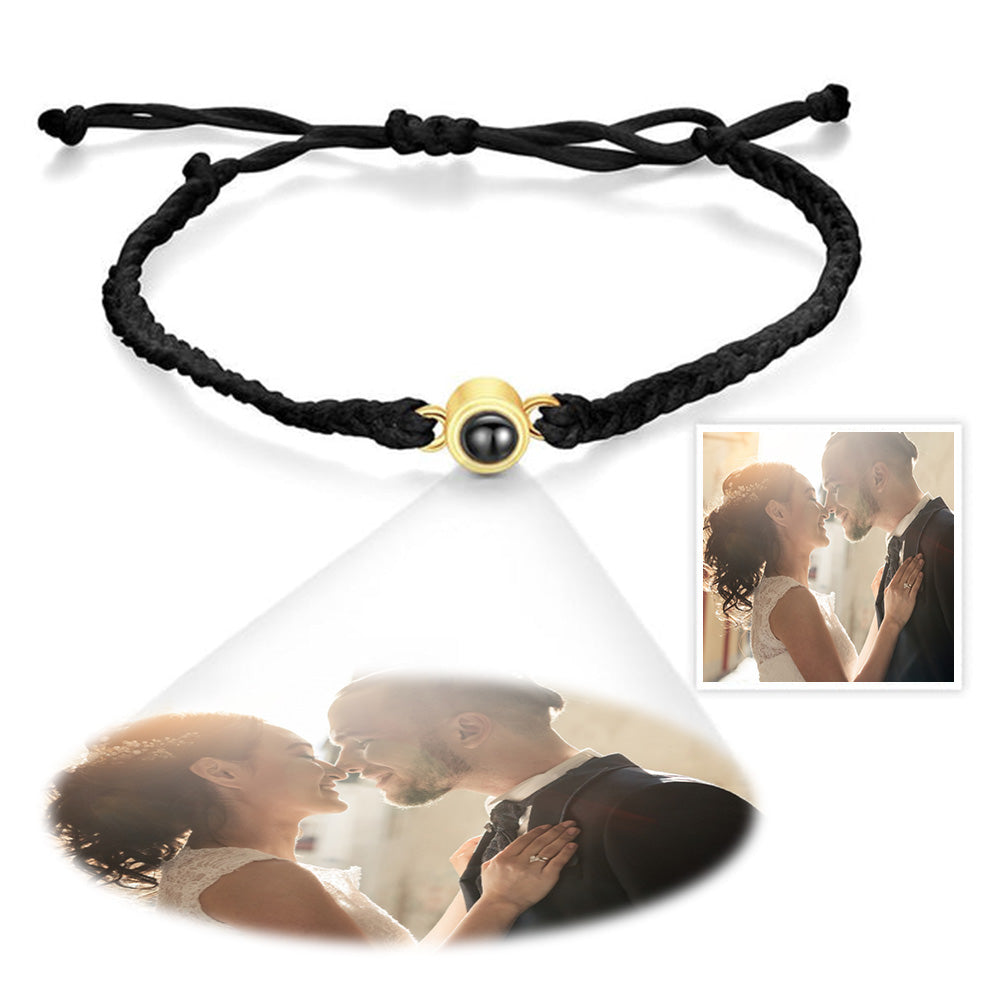 Custom Photo Projection Bracelet Simple Woven Couple Wedding Gifts - MyFaceTshirt