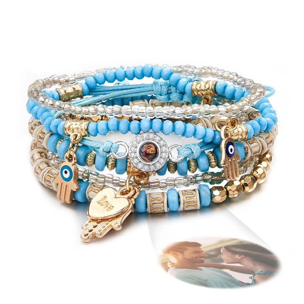 Custom Projection Bracelet Bohemia Style Stack Gift for Her - MyFaceTshirt