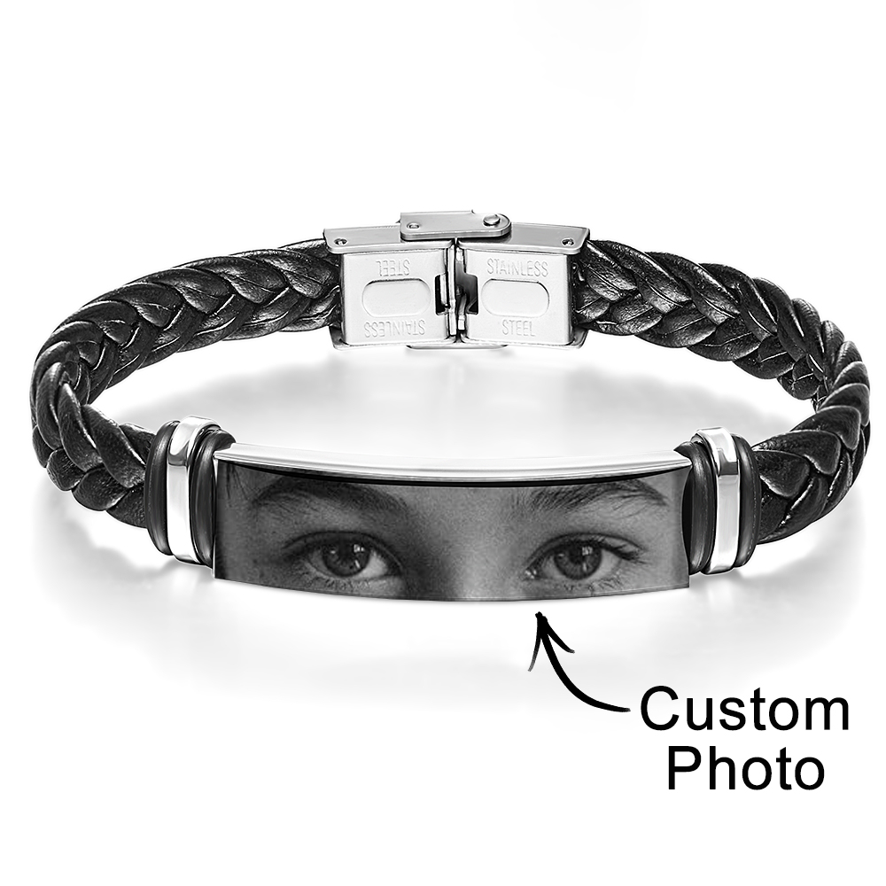 Personalized Lover Eyes Picture Bracelet for Men Custom Engraved People Eyes Couple - MyFaceTshirt