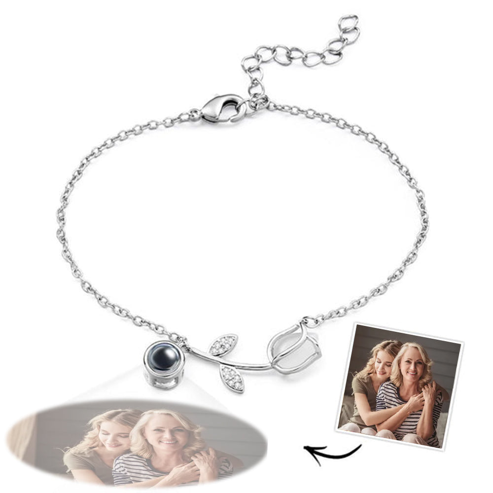 Mother's Day Gift Tulip Photo Projection Bracelet Personalized Picture Flower Bracelet Minimalist Pet Memorial Jewelry - MyFaceTshirt