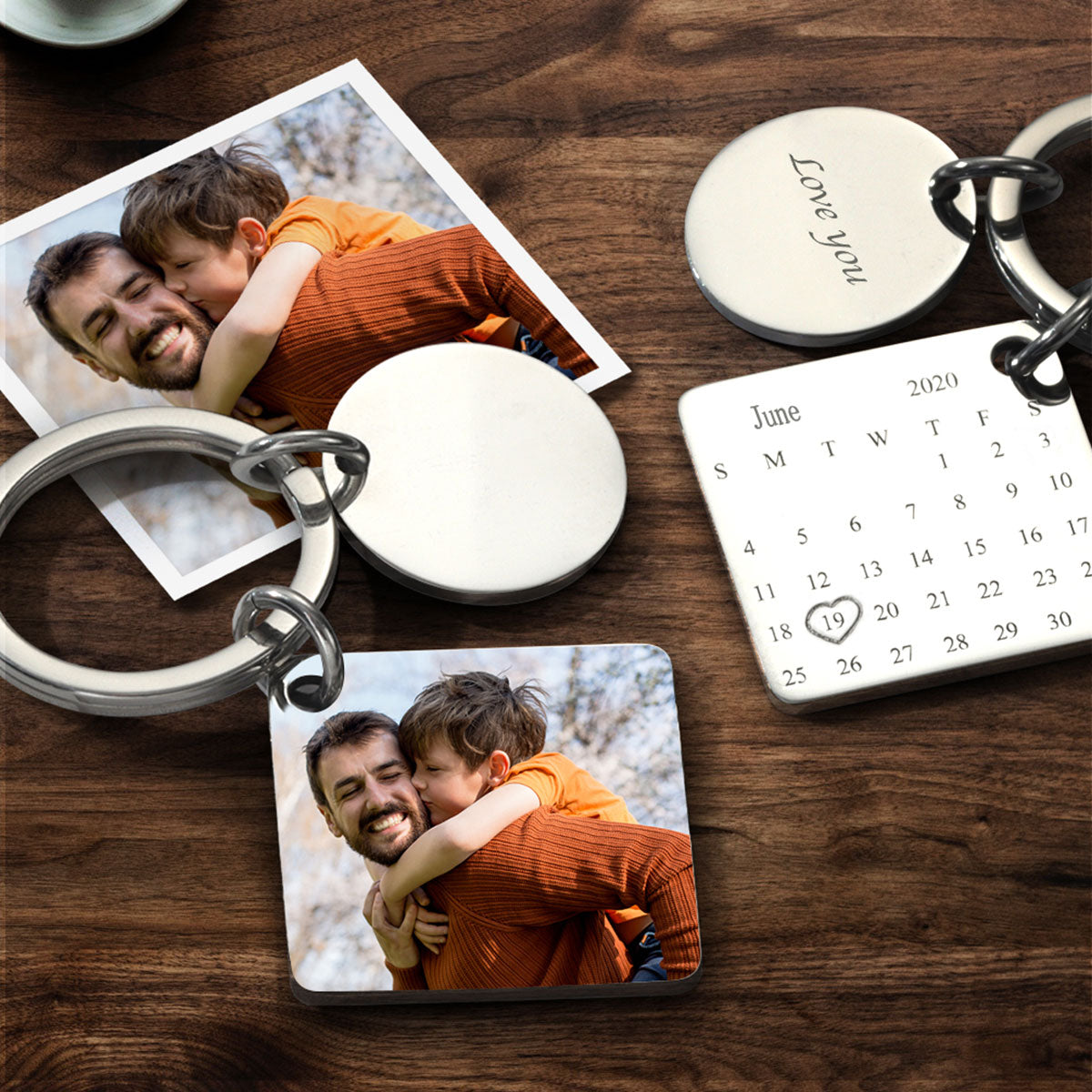 Custom Photo Engraved Calendar Key Chain Keyring - MyFaceTshirt