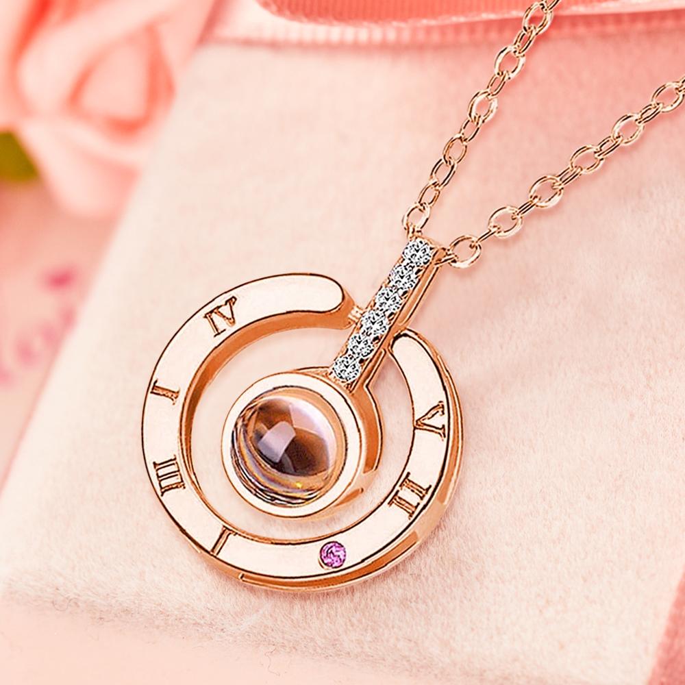 Personalized Engraved With 100 Languages Says I Love You Projection Necklace Gift for Her - MyFaceTshirt