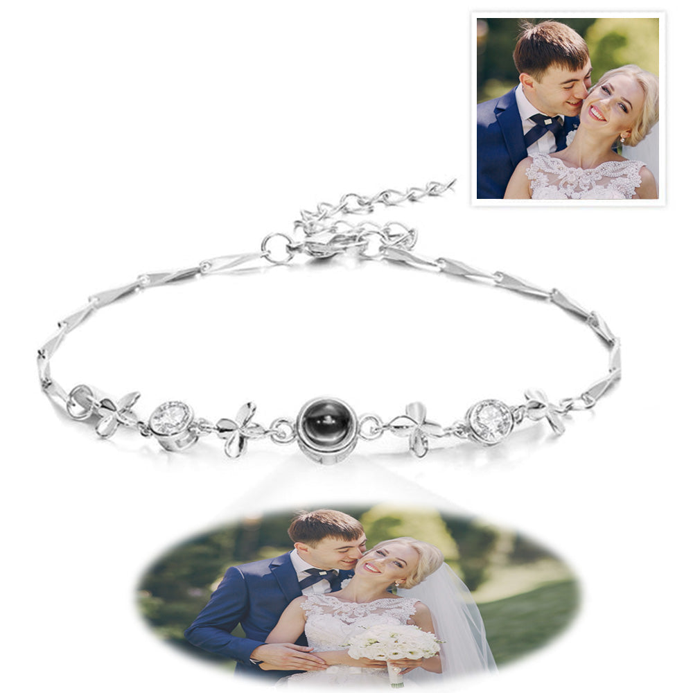 Custom Photo Projection Bracelet Four-leaf Clover Projection Bracelet Wedding Gift for Women - MyFaceTshirt