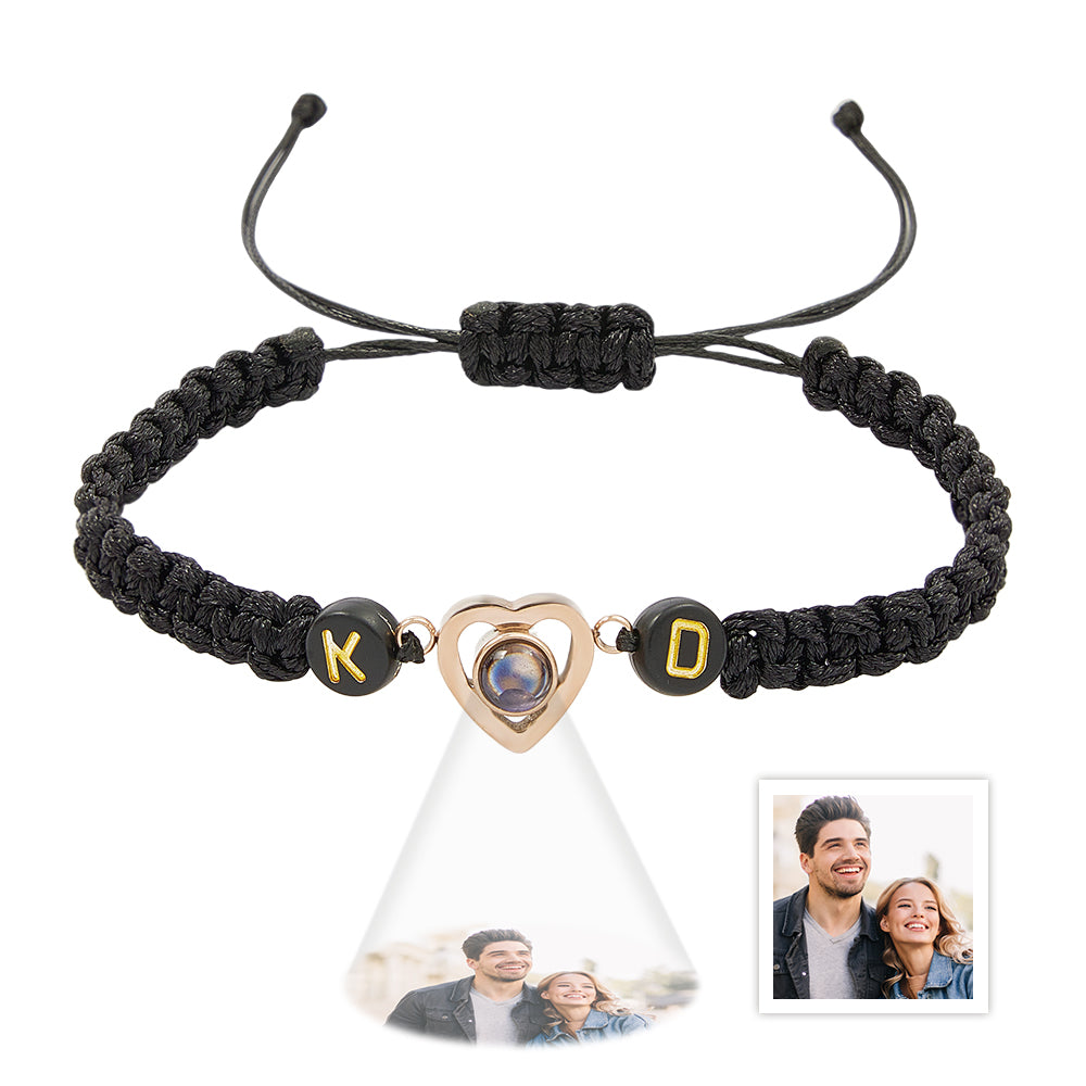 Personalized Braided Photo Projection Bracelet Fishtail Rope Couple's Bracelet Gifts for Lover - MyFaceTshirt