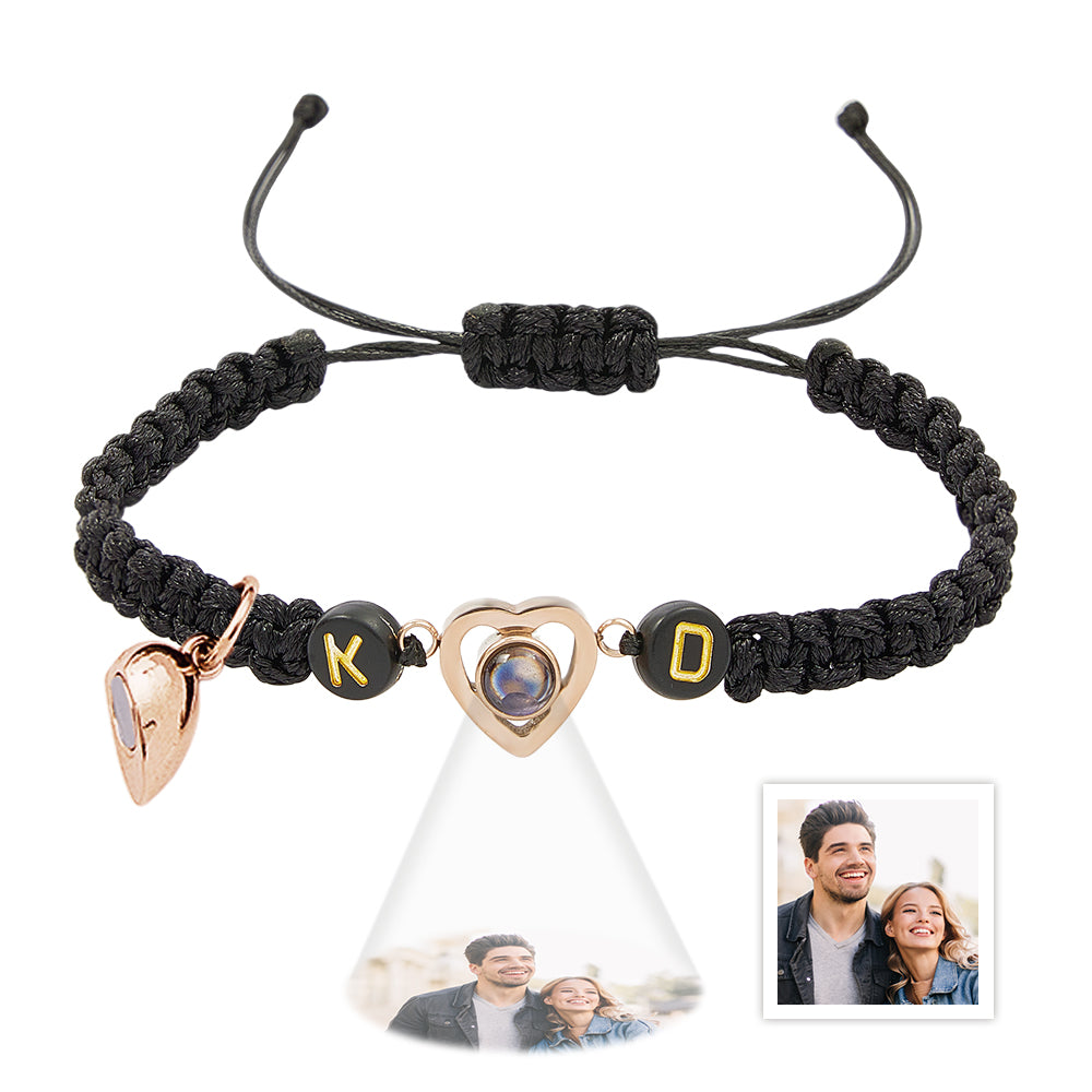 Personalized Braided Photo Projection Magnetic Bracelet Fishtail Rope Couple's Bracelet Gifts for Lover - MyFaceTshirt