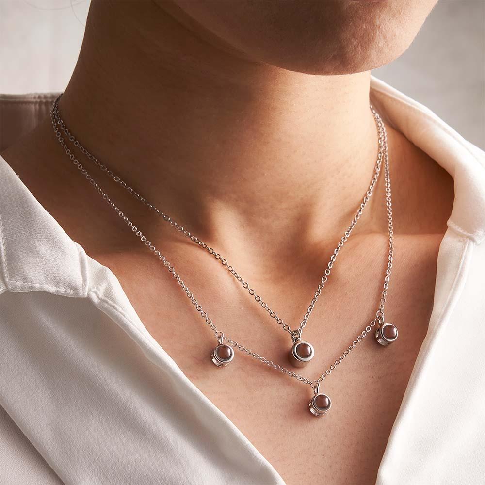 Double Chain Photo Necklace Personalized Projection Necklace Necklace Gift For Women - MyFaceTshirt