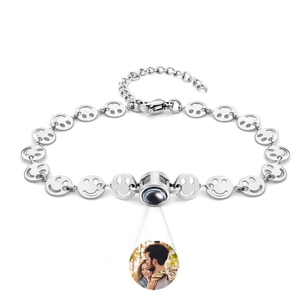 Custom Projection Bracelet Smiley Chain Love Gift for Couple - MyFaceTshirt