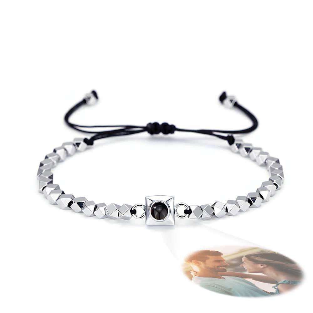 Custom Square Projection Bracelet Special Shaped Beads Gift for Him - MyFaceTshirt