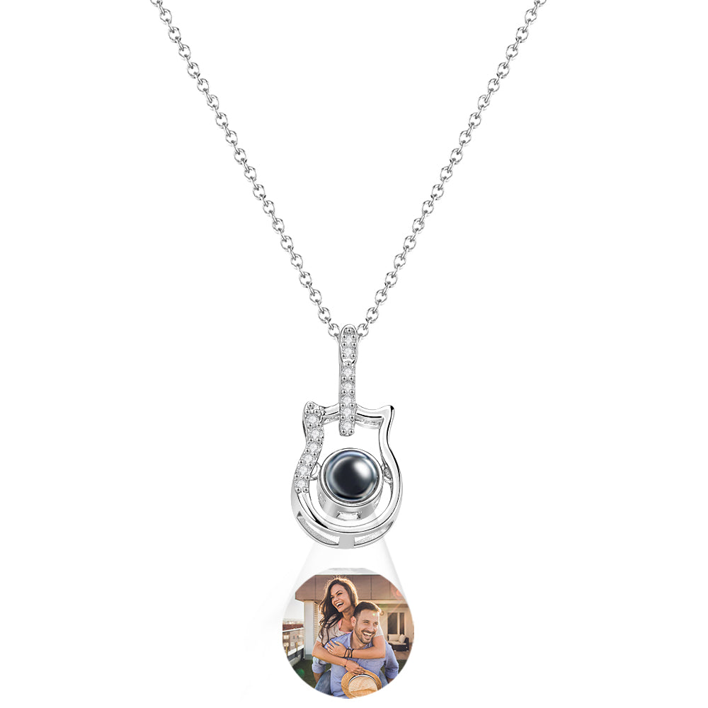 Personalized Guitar Design Projection Necklace Gift for Guitar Lovers - MyFaceTshirt