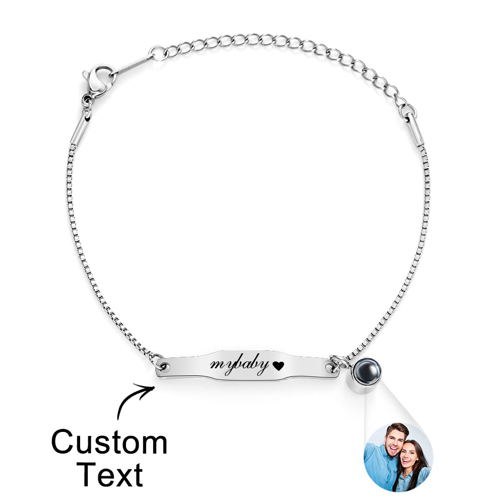 Custom Adjustable Projection Bracelet Couple's Memories Engravable Bracelet - MyFaceTshirt