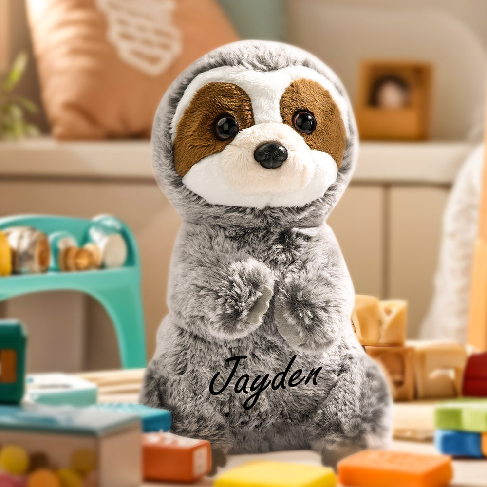 Personalized Sloth Plush Stuffed Toy with Custom Text Gift for Baby Shower - MyFaceTshirt