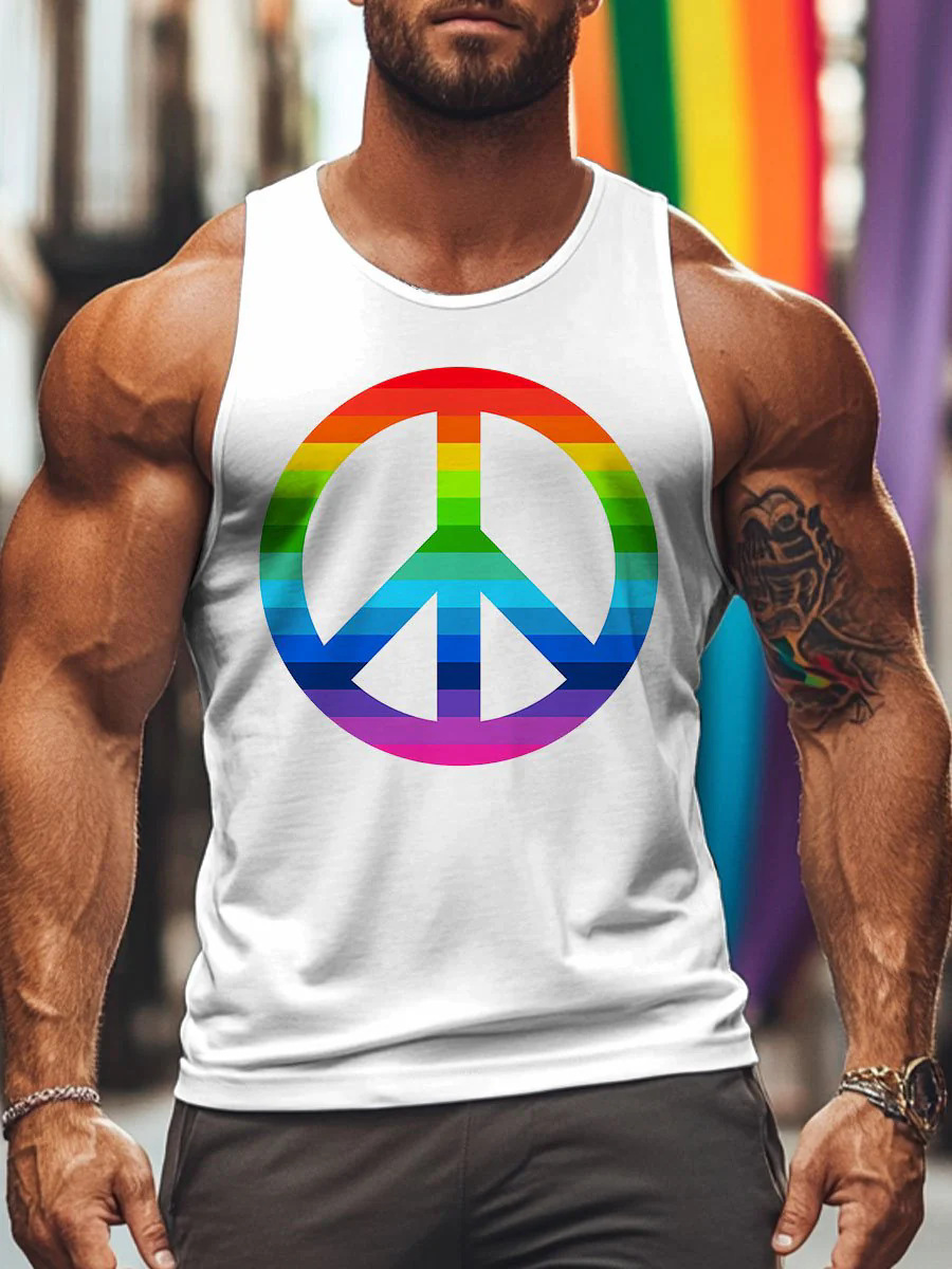 2025 Gay Sign Style Print Style Tank Top Sizes XS-7XL Colorful Gay Man Casual Sleeveless Shirt