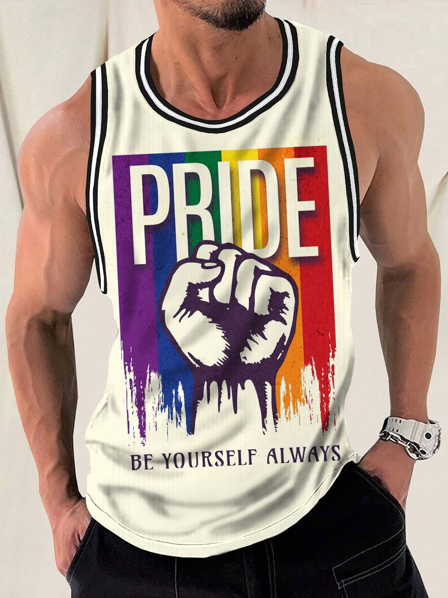 2025 Gay Pride Print Style Tank Top Colorful Gay Man Casual Sleeveless Shirt