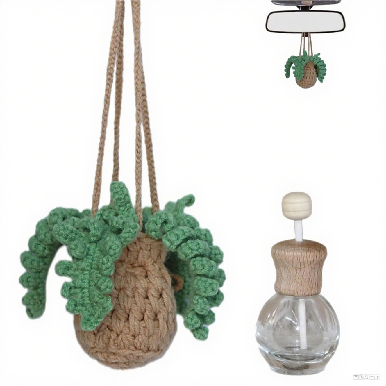 Crochet Lily of The Valley Car Hanging: Handmade Car Mirror Decor