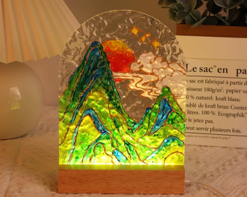 DIY Tulip Glass Painting Night Light Kit, Handmade Craft Set with Water Ripple Acrylic Board, Creative LED Lamp for Bedroom Decor, Mother's Day Gift from Daughter Son Kids