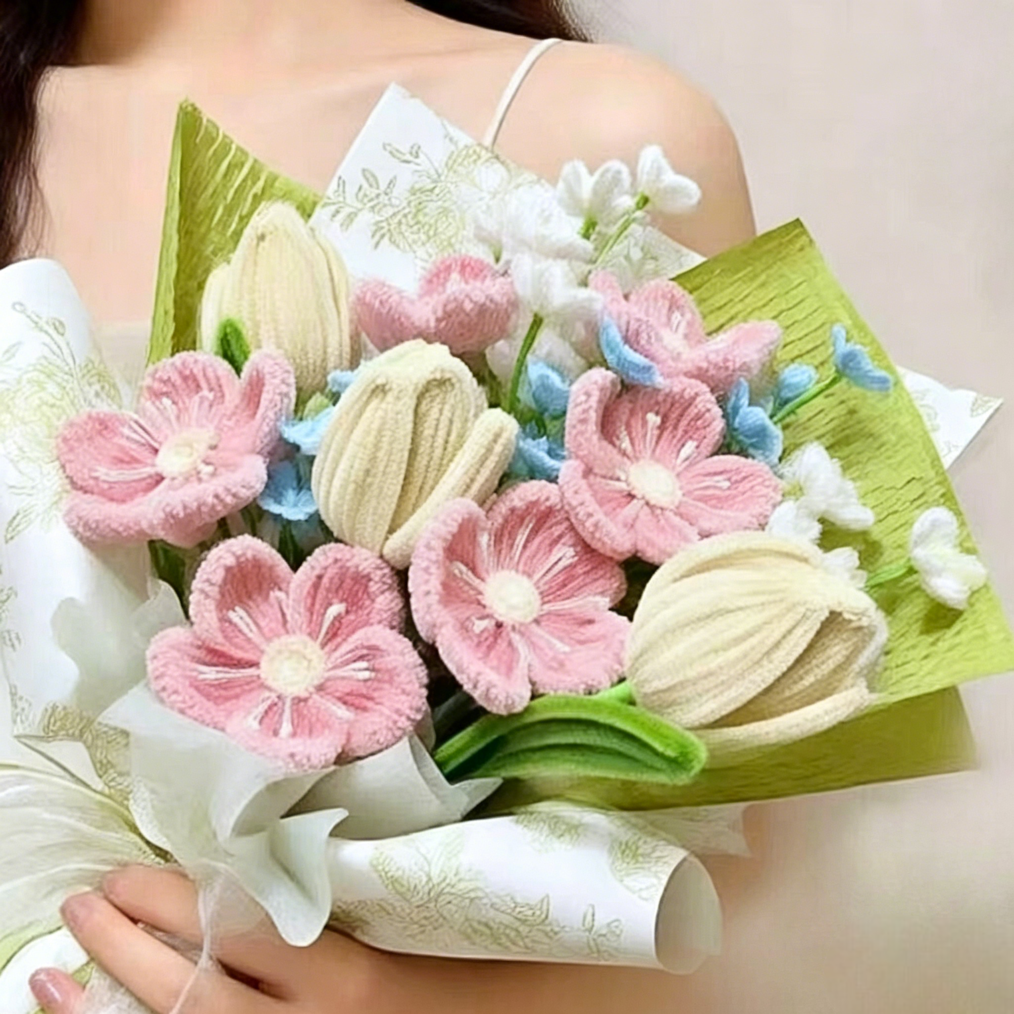 Handmade Twisted Stick Sunflower Bouquet, DIY Craft Artificial Flower Arrangement, Felt or Chenille Stem Floral Decor for Home Office, Birthday Gift for Mom Graduation Present for Her