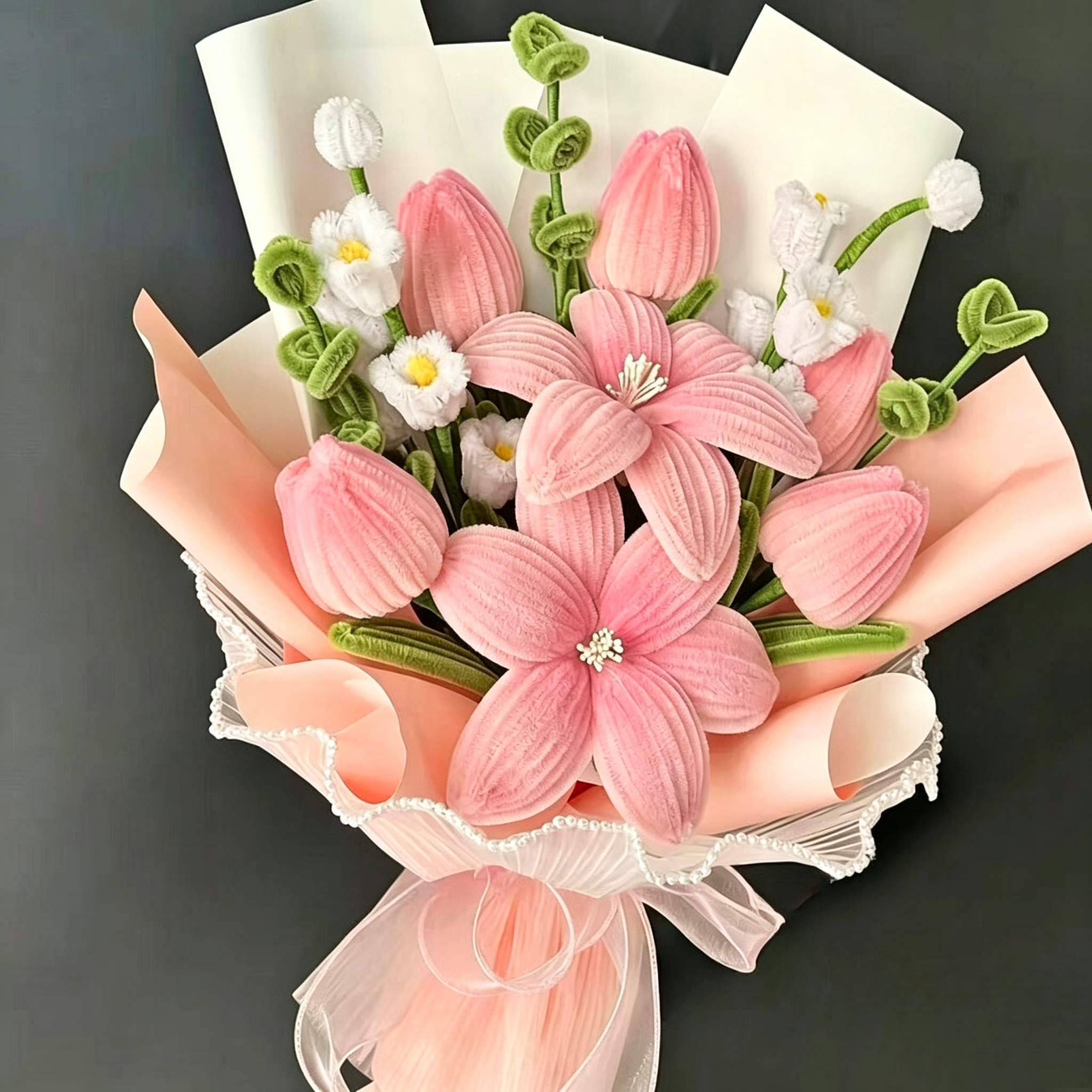 Handmade Twisted Stick Sunflower Bouquet, DIY Craft Artificial Flower Arrangement, Felt or Chenille Stem Floral Decor for Home Office, Birthday Gift for Mom Graduation Present for Her