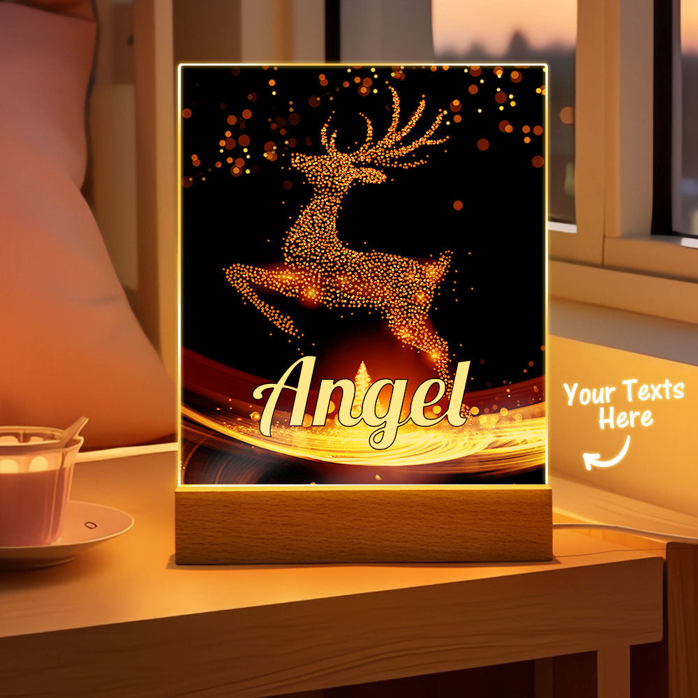 Christmas Gifts Custom Christmas Elk Night Light with Photo Personalized Night Lamp With Text - MyFaceTshirt