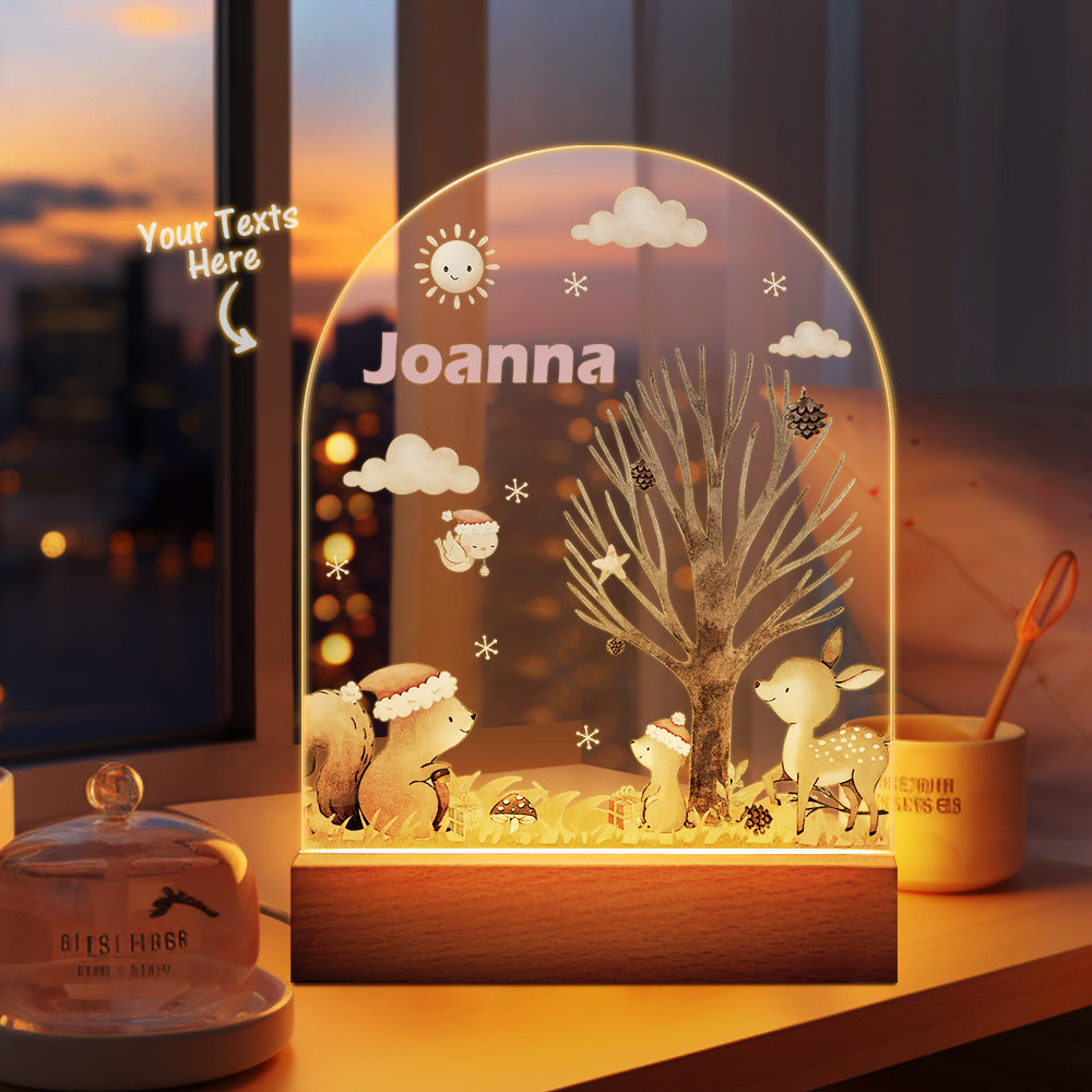 Personalized name children's night light customized Christmas squirrel seven-color night light - MyFaceTshirt
