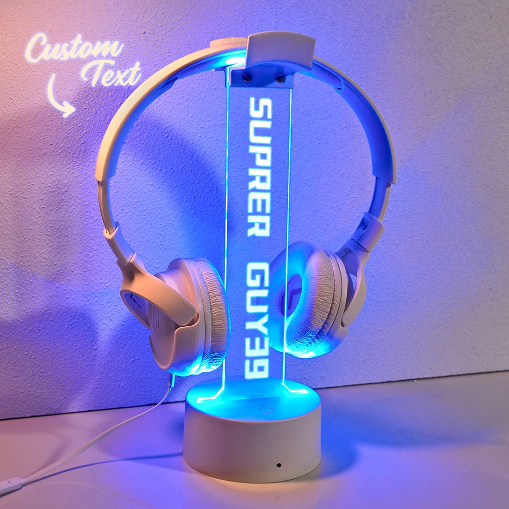 Personalized LED Headphone Stand with Lights, Custom Headphone Display, Gamer Desk Organizer, Unique Gift for Boyfriend or Teen Gamer