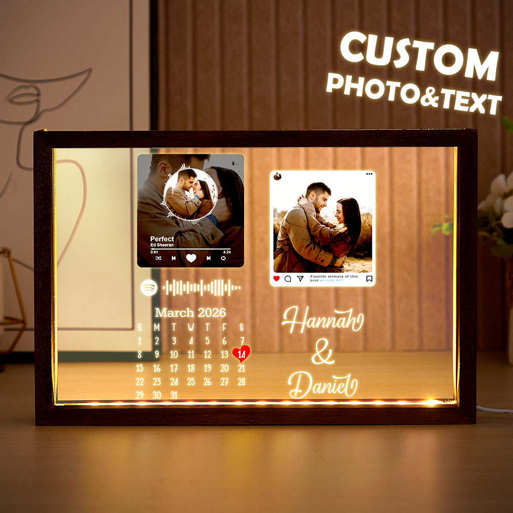 Personalized Spotify Calendar Night Light Frame Personalized Gift Valentine's Day Gifts - MyFaceTshirt