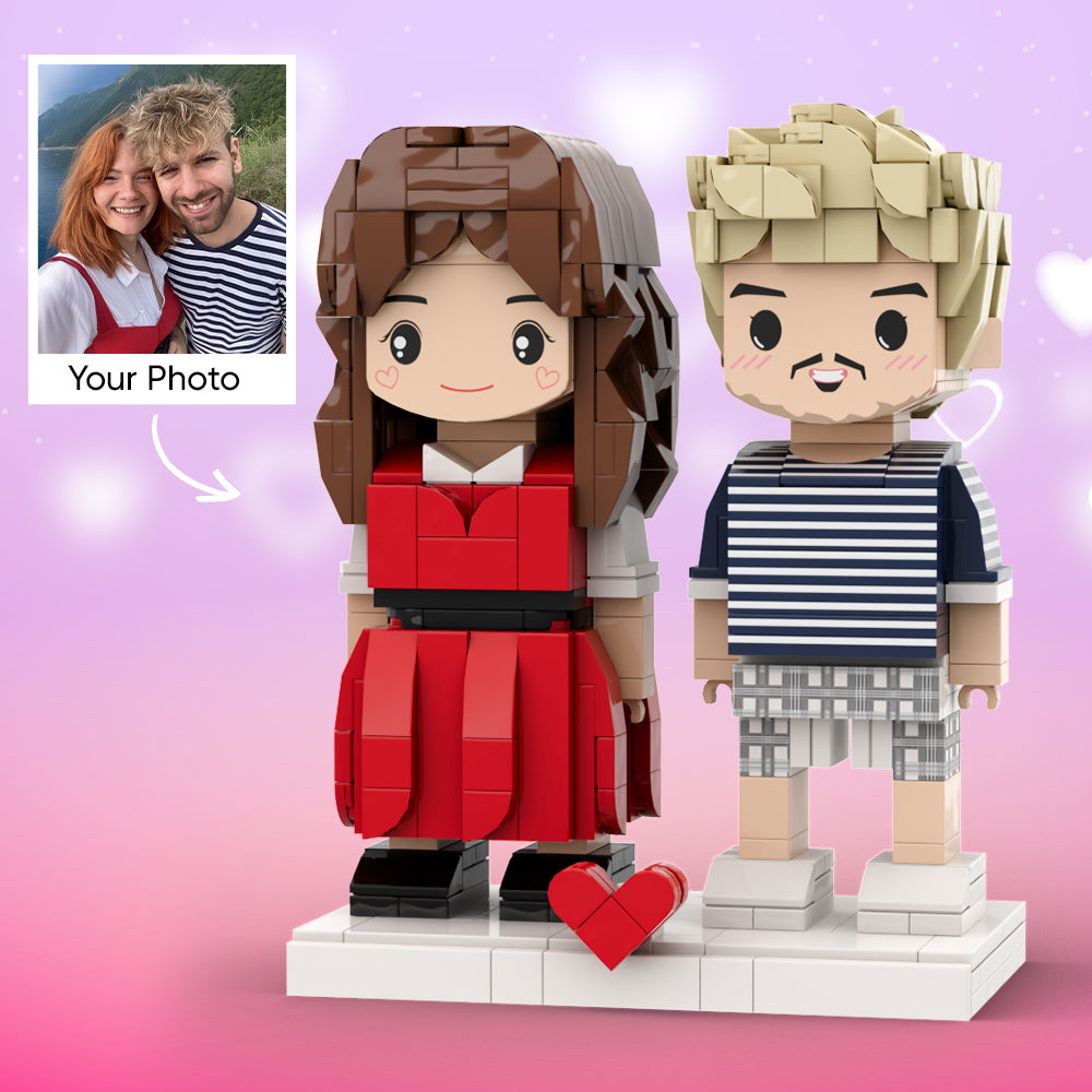 Sweet Couple Gifts Customizable Fully Body 2 People Custom Brick Figures Persanalized Cute Face Brick Figures - minebrickus