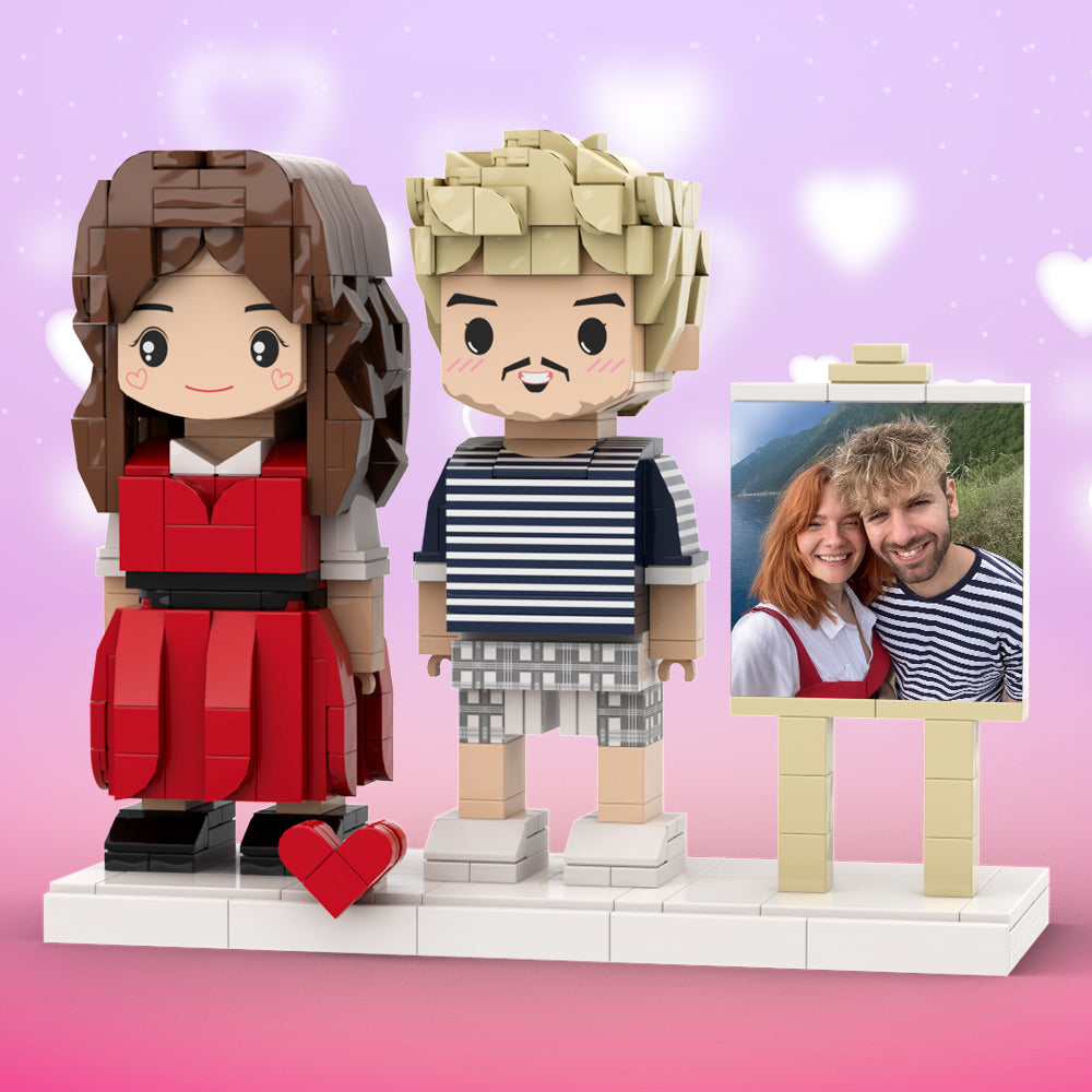 Full Body Customizable 2 People Photo Frame Custom Cute Brick Figures Small Particle Block Gifts for Her