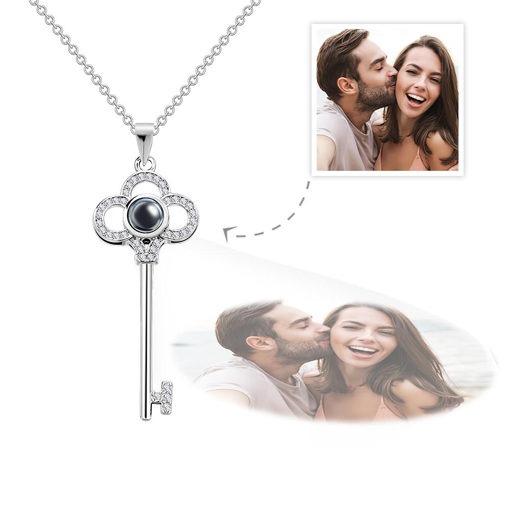 Custom Photo Projection Necklace Creative Key Necklace Birthday Gift - MyFaceTshirt