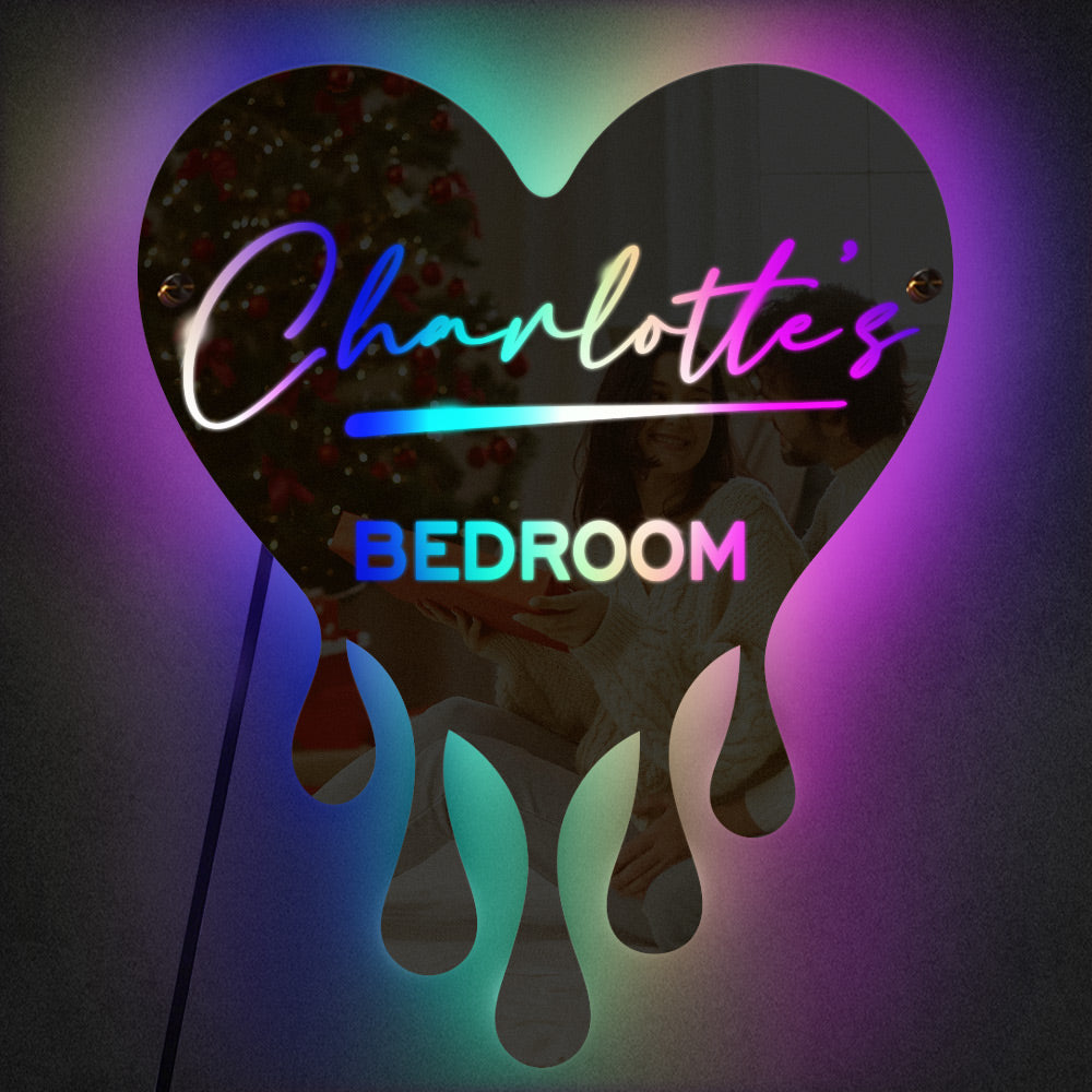 Personalized Melting Heart Name Mirror Light Couple Christmas Gift - MyFaceTshirt