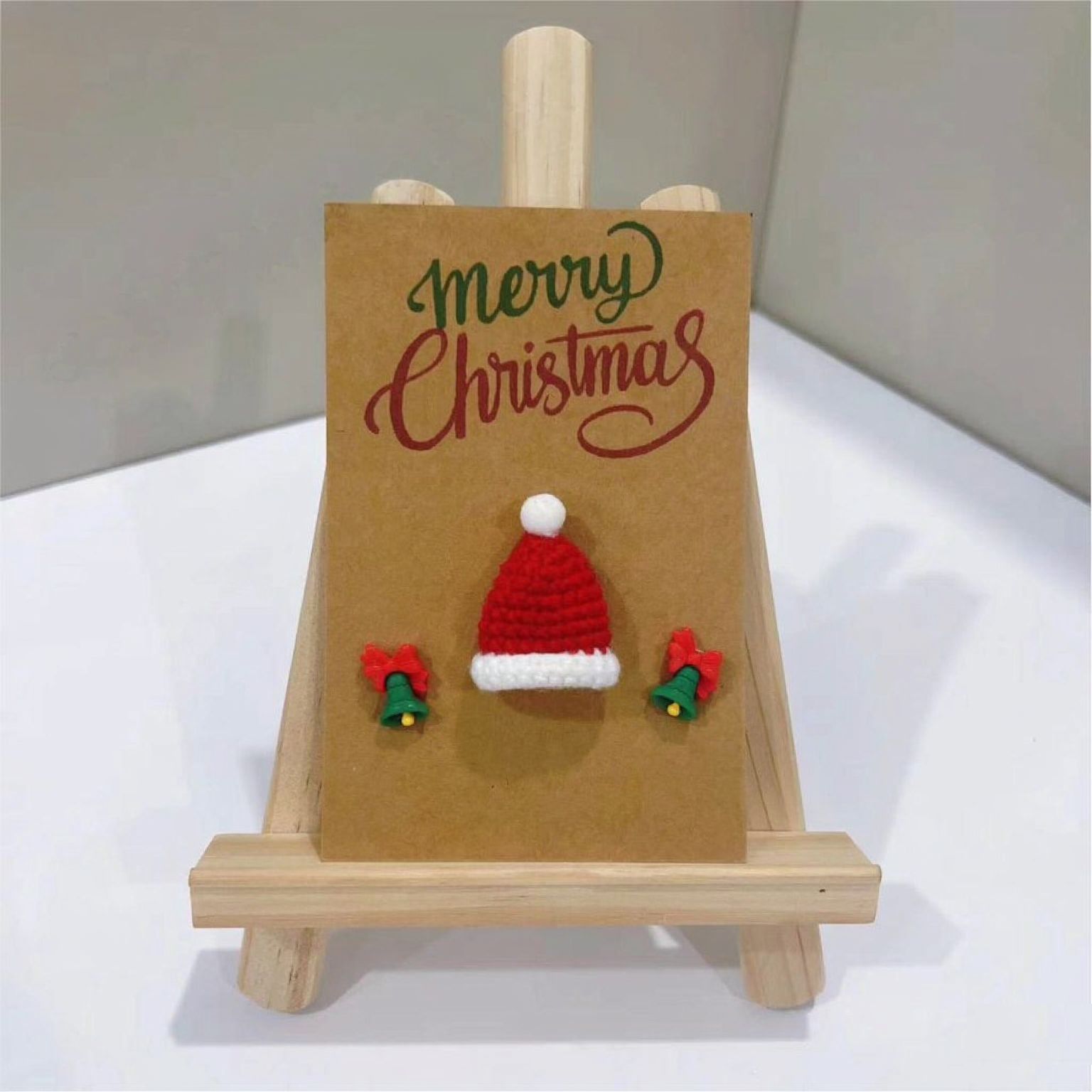 Handmade Crochet Flower Greeting Card Merry Christmas 3D Knitted Floral Card, Romantic Gift for Her