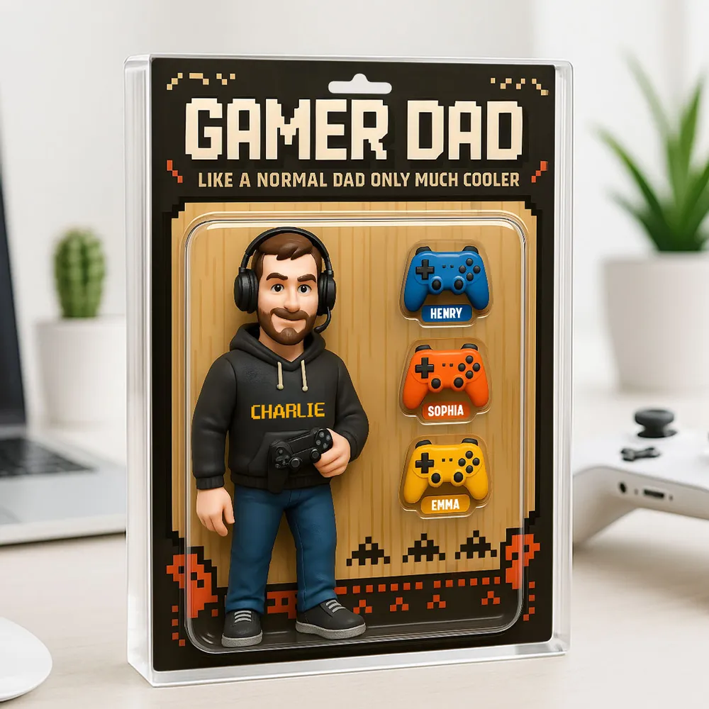 Gamer Dad Cooler Custom Action Figure Personalized Acrylic Block Plaque, Father's Day Gift for Gamer Dad, Gift for Husband