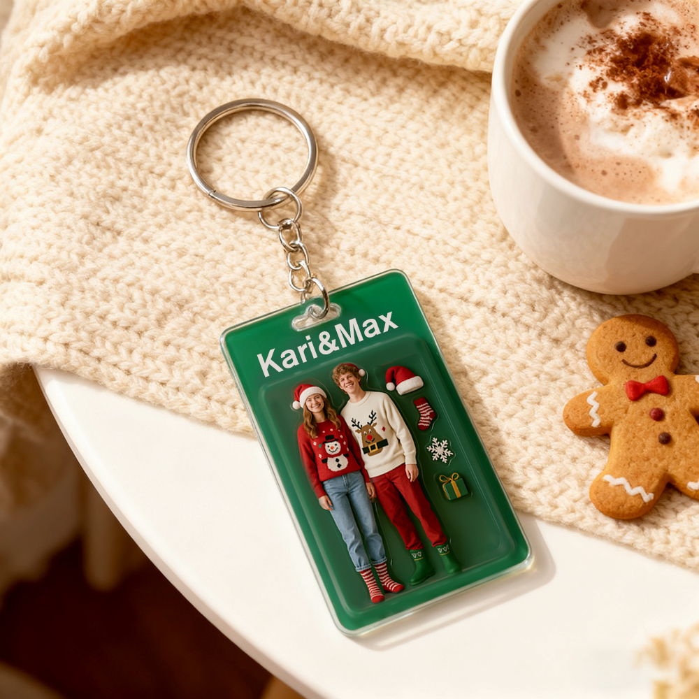 Custom Acrylic Keychains Personalized Couple Keyrings Sweet Anniversary Gift for Mr & Mrs' Matching Set Christmas Gift