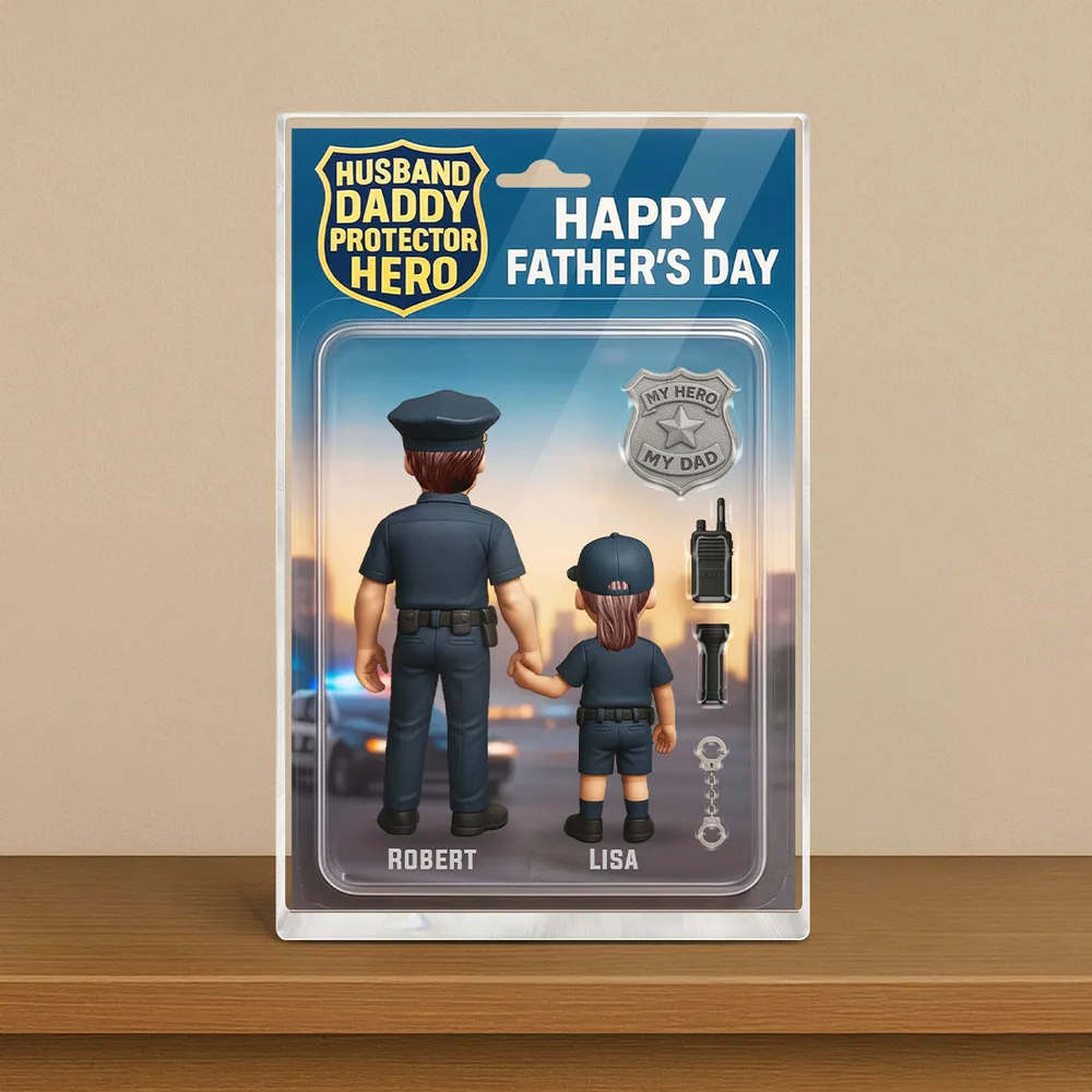 Personalized Acrylic Block Plaque Husband Daddy Protector Hero Custom Police Figure Perfect Father's Day Gift for Dad or Husband