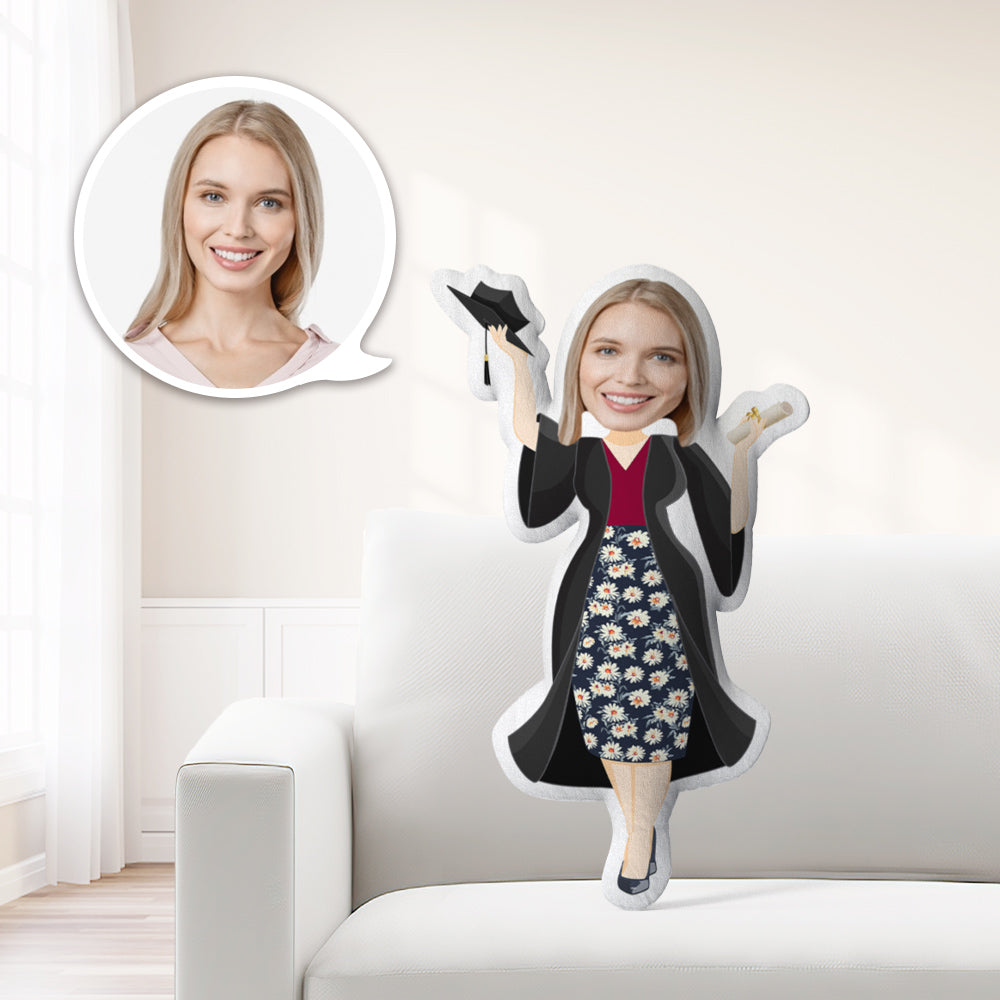 Photo Pillow Face Pillow Personalized Pillow Custom Pillow Minime Pillow Doll Floral-Skirt Graduation Gift for Her - MyFaceTshirt