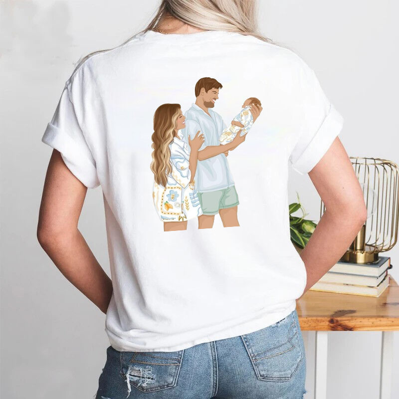 Personalized T-shirt Custom Mom and Kids Loving Photo Cartoon Style Design Perfect Mother's Day Gift