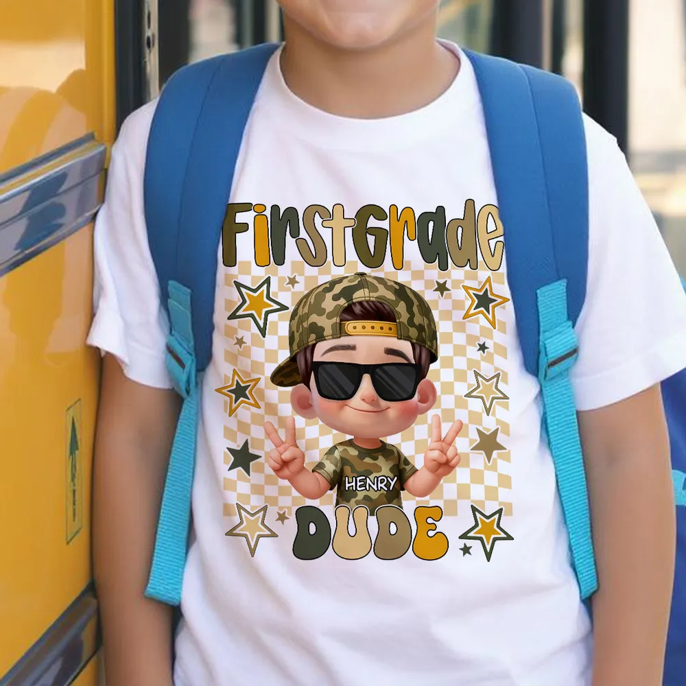 Retro Back to School Boys Personalized Shirt, Kindergarten Pre-K to Fifth Grade, School Boy Shirt Back To School Gift