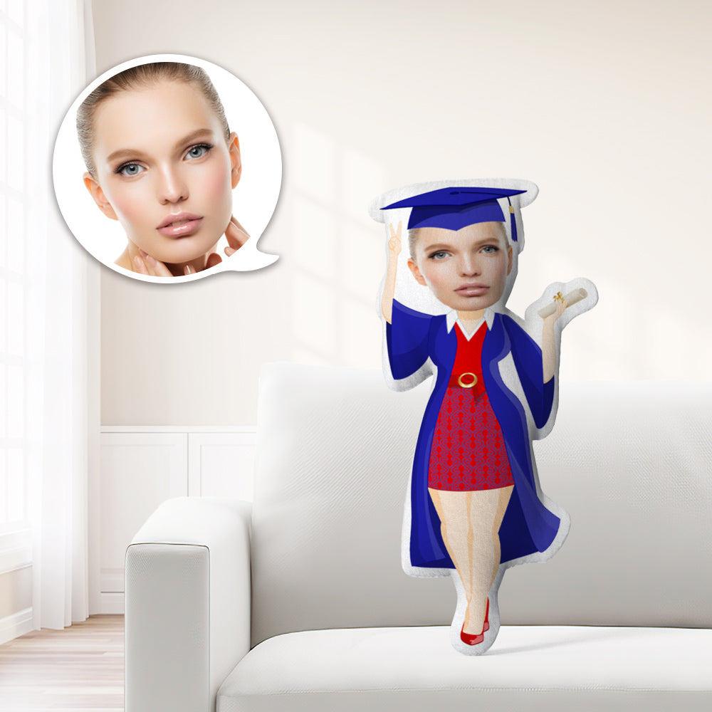 Graduation Gift for Her Photo Pillow Face Pillow Personalized Pillow Custom Pillow Minime Pillow Doll Blue-Bachelor Suit - MyFaceTshirt