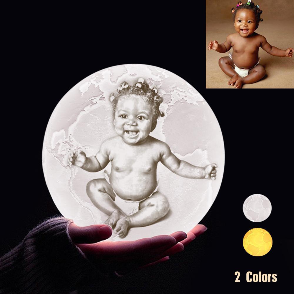 Custom 3D Printing Photo Earth Lamp With Your Text - For Baby - Touch Two Colors(10cm-15cm) - MyFaceTshirt