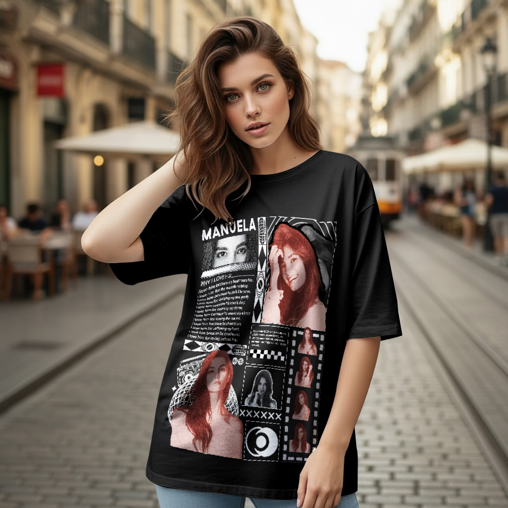 Custom Photo Vintage Tee Rap Star Slim-Style Shady Vibes Personalized Name T-shirt Couple Gifts Black