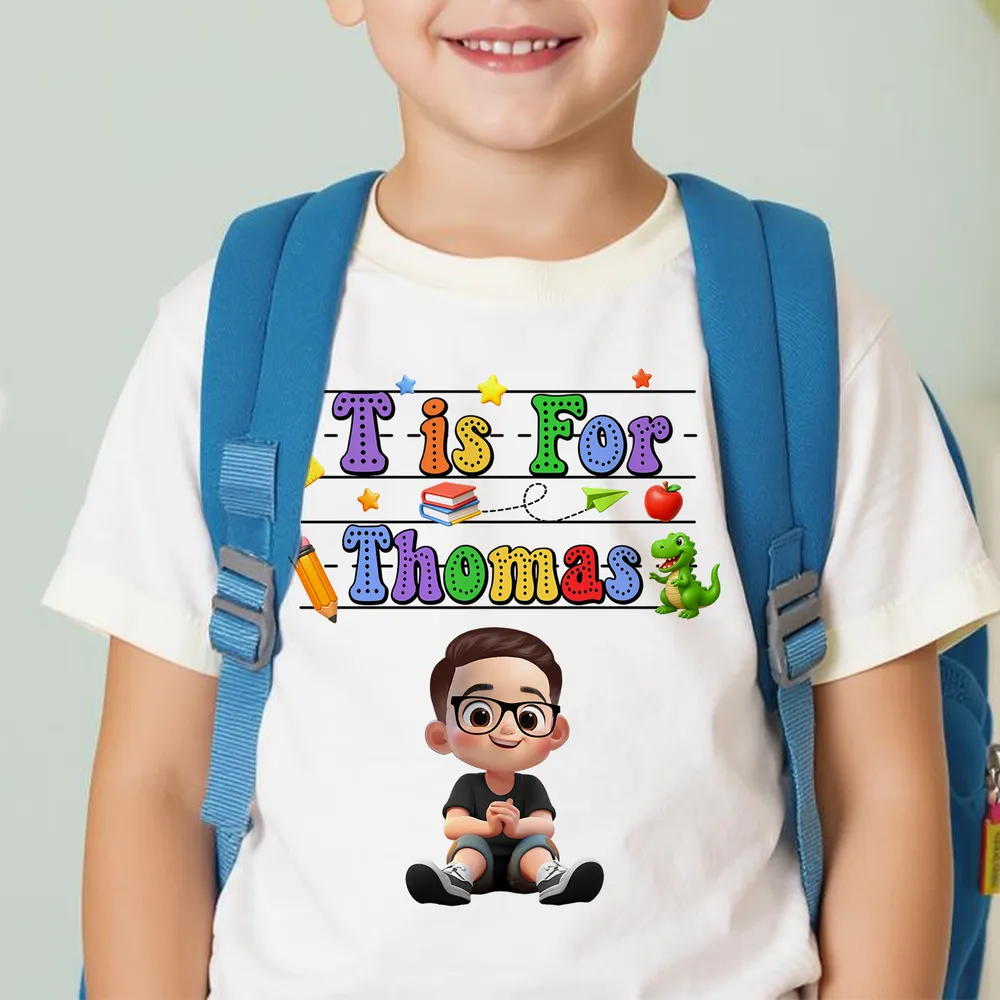 Custom Name Back To School Kids Shirt, Personalized Alphabet Kids Shirt