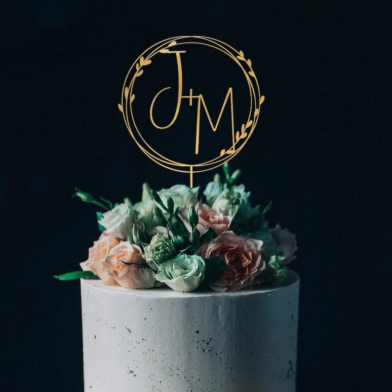 Gold monogram wedding cake topper Personalized,Custom initials cake topper,Mr and Mrs cake topper, Anniversary Baptism cake topper
