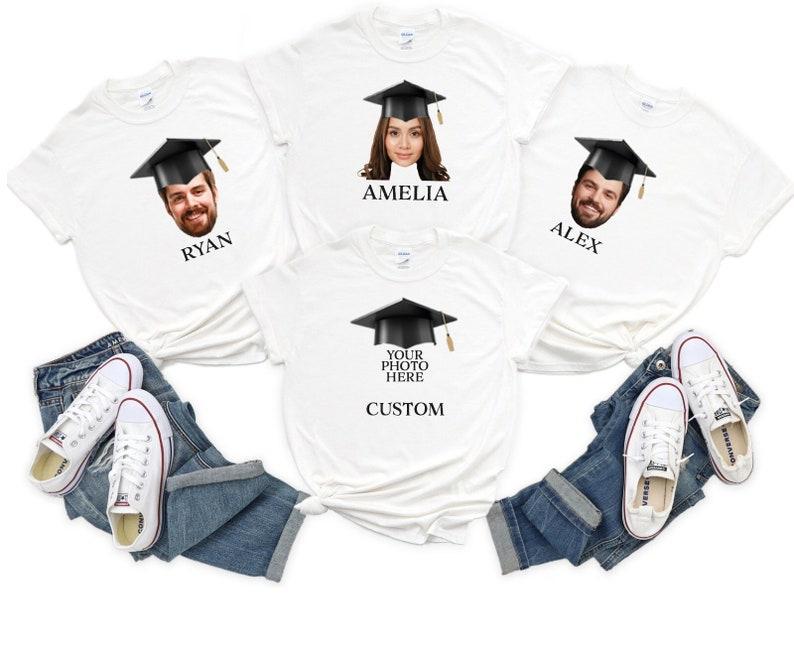 Personalized Graduation Face Photo Shirt, Class Of 2024 Graduation Crew Shirt, Custom High School Graduation Squad Groovy Chic Shirt