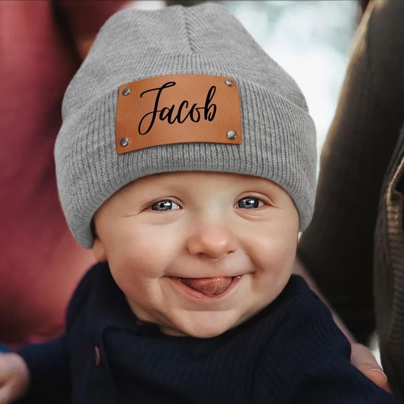 Personalized Engraved Name Beanie - Newborn Youth Adult Beanie - Mother's Day Gift