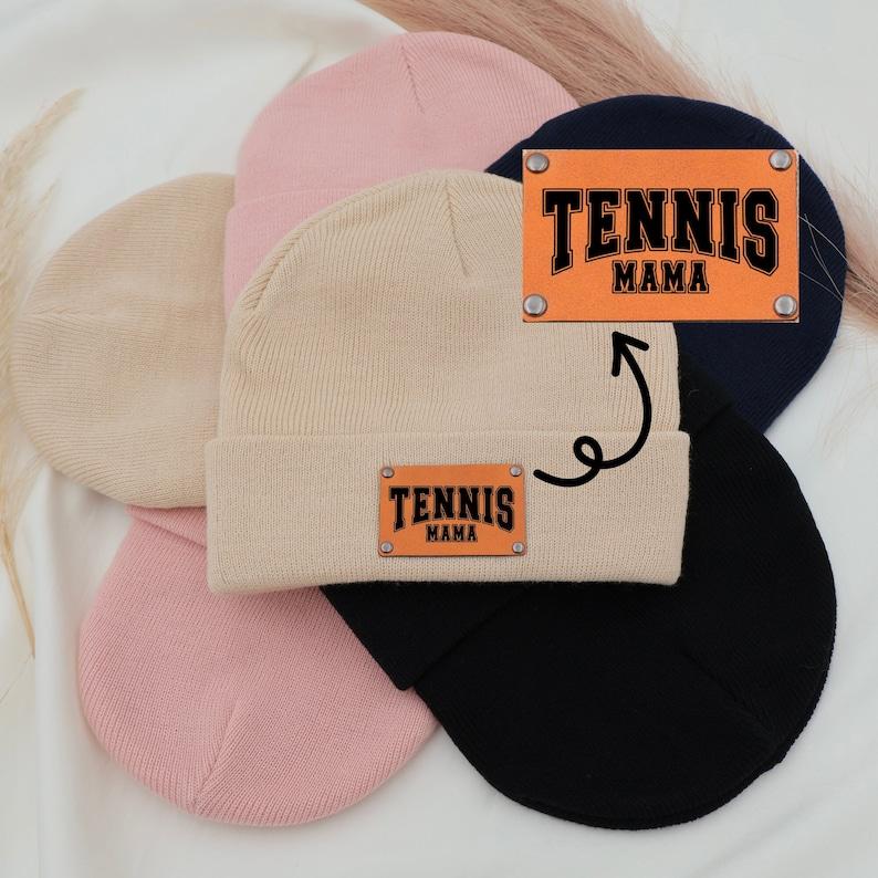 Tennis Mama Patch on Beanie and  Winter Hat Mother's Day Gift Tennis Lover Mom Gift Cute Mother Gift Idea